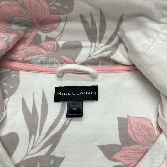 Miss Elaine Sweatshirt SZ PS Zipper Robe Pink Gray Floral Print House Dress Mumu - Picture 10 of 13